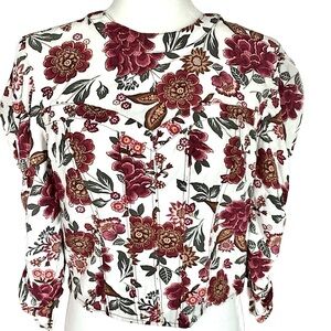SO Floral Crop Top - Red and White